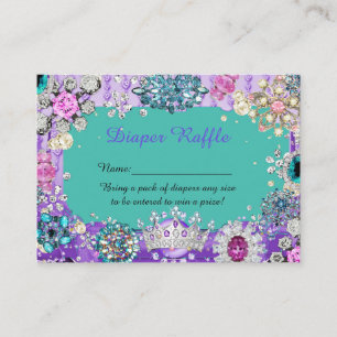 Kleine prinses Diaper Raffle Tickets, juwelen Informatiekaartje