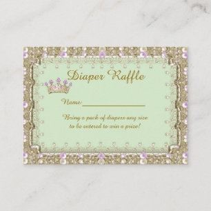 Kleine prinses Diaper Raffle Tickets, munt Informatiekaartje