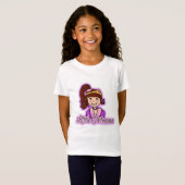 Kleine prinses donker haar roze bovenzijde t-shirt (Voorkant volledig)