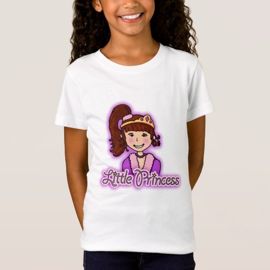 Kleine prinses donker haar roze bovenzijde t-shirt (Voorkant)