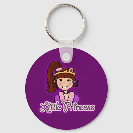 Kleine prinses donkerhaar paarse sleutelhanger (Voorkant)