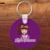 Kleine prinses donkerhaar paarse sleutelhanger (Achterkant)