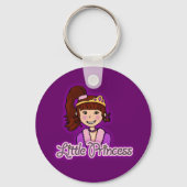 Kleine prinses donkerhaar paarse sleutelhanger (Achterkant)