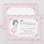 Kleine prinses eerste verjaardagsfeestje kaart (Voorkant / Achterkant)