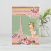  kleine prinses Eiffeltoren Baby shower Kaart (Staand voorkant)