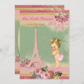 kleine prinses Eiffeltoren Baby shower Kaart (Voorkant / Achterkant)
