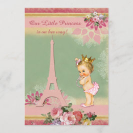 kleine prinses Eiffeltoren Baby shower Kaart