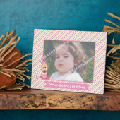 Kleine prinses en kroonmeisjes 1e verjaardag roze fotoplaat (Zijkant)