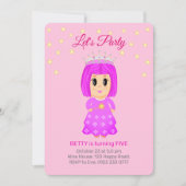 Kleine prinses en sterren op lichtroze kaart (Voorkant)