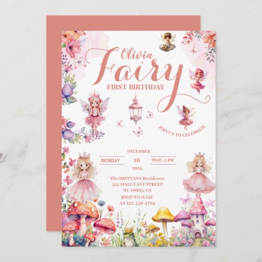 kleine prinses fee eerste sprookje verjaardag kaart (Voorkant / Achterkant)