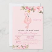 Kleine prinses, Flamingo Crown Floral Baby shower Kaart (Voorkant)