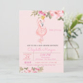 Kleine prinses, Flamingo Crown Floral Baby shower Kaart (Staand voorkant)