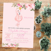 Kleine prinses, Flamingo Crown Floral Baby shower Kaart