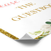 kleine prinses floral baby shower Guestbook Poster (Hoek)