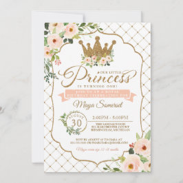 Kleine prinses Floral & Gold Royal Birthday Kaart