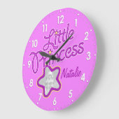 Kleine prinses foto roze meisjes muurklok grote klok (Hoek)