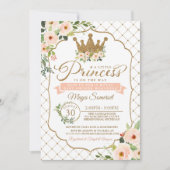 Kleine Prinses Gouden Bloemenkroon Baby Shower Kaart (Voorkant)