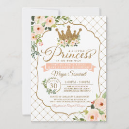 Kleine Prinses Gouden Bloemenkroon Baby Shower Kaart