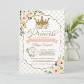 Kleine Prinses Gouden Bloemenkroon Baby Shower Kaart (Staand voorkant)