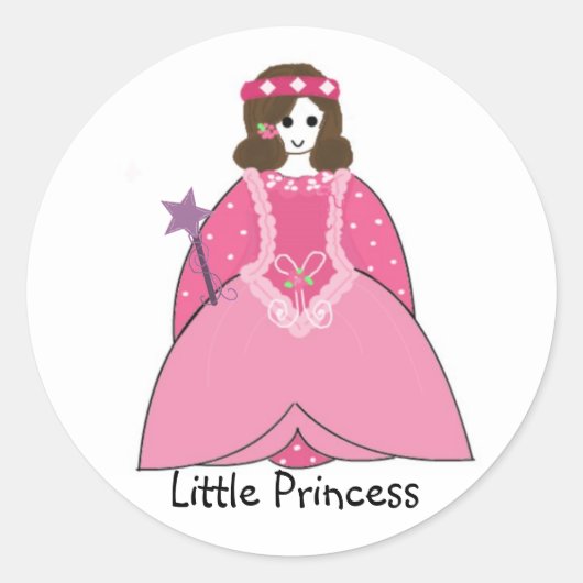Kleine prinses in een roze konijn ronde sticker (Voorkant)