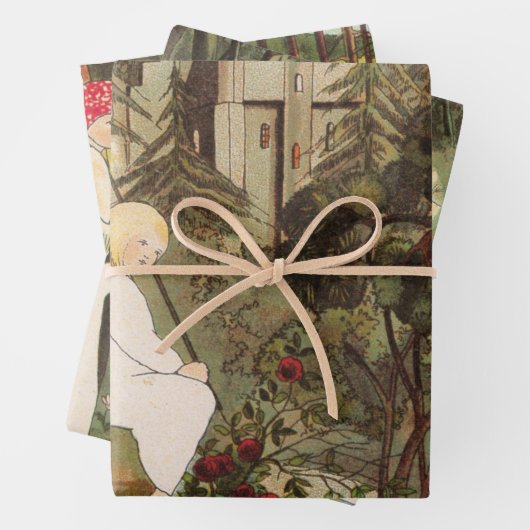 Kleine prinses in het bos inpakpapier vel (In situ)