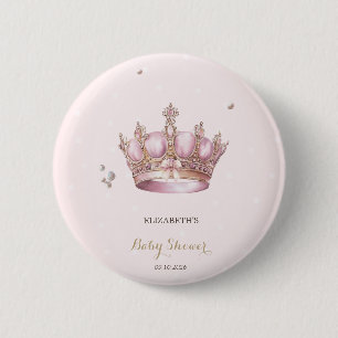 Kleine Prinses Kroon Parels Stippen Baby Borrel Ronde Button 5,7 Cm