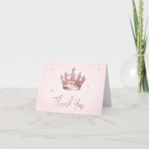 Kleine Prinses Kroon Parels Stippen Baby Shower Bedankkaart