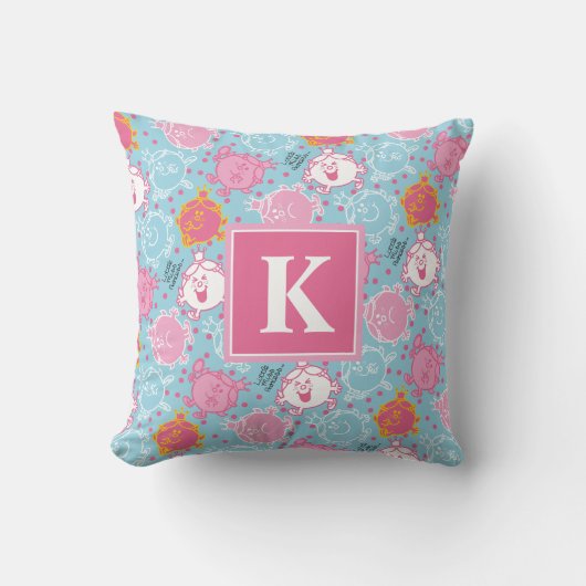 Kleine Prinses | Leuke Roze & Blauwe Patroon Kussen (Voorkant)