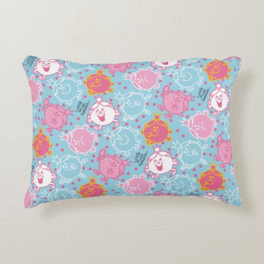 Kleine Prinses | Leuke Roze & Blauwe Print Decoratief Kussen (Voorkant)