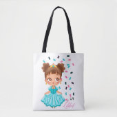Kleine Prinses LILIBET Turquoise Mooie Meisjesacht Tote Bag (Voorkant)