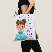 Kleine Prinses LILIBET Turquoise Mooie Meisjesacht Tote Bag (Dichtbij)