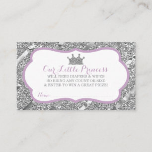 Kleine Prinses Luier Raffle Ticket, Faux Glitter Informatiekaartje