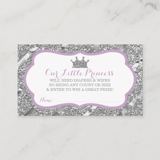 Kleine Prinses Luier Raffle Ticket, Faux Glitter Informatiekaartje (Voorkant)
