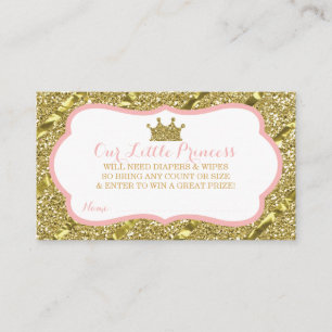 Kleine Prinses Luier Raffle Ticket, Faux Glitter Informatiekaartje