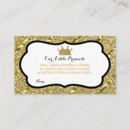 Kleine Prinses Luier Raffle Ticket, Faux Glitter Informatiekaartje