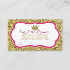 Kleine Prinses Luier Raffle Ticket, Faux Glitter Informatiekaartje
