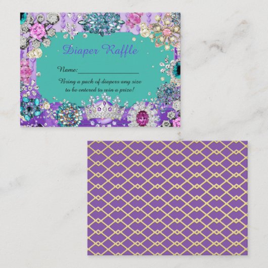 Kleine Prinses Luier Raffle Tickets, sieraden Informatiekaartje (Voorkant / Achterkant)