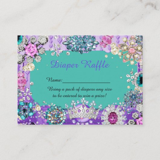 Kleine Prinses Luier Raffle Tickets, sieraden Informatiekaartje (Voorkant)