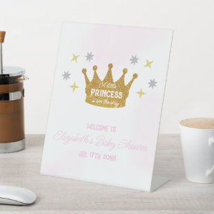 Kleine Prinses Meisje Baby Shower Reclamebord Met Voetstuk