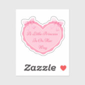 kleine prinses, meisje baby shower roze hart schat sticker (Vel)