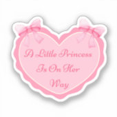 kleine prinses, meisje baby shower roze hart schat sticker (Voorkant)