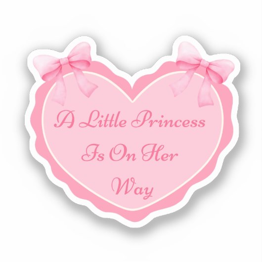 kleine prinses, meisje baby shower roze hart schat sticker (Voorkant)