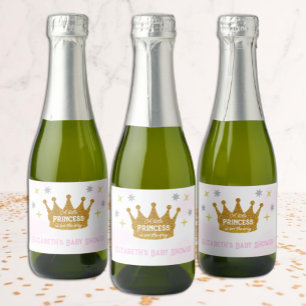 Kleine Prinses Meisje Baby Shower Sparkling Wijnetiket