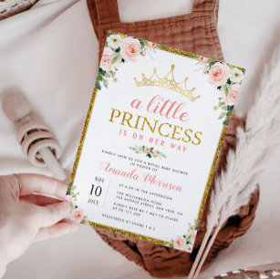 kleine prinses meisje baby shower uitnodiging