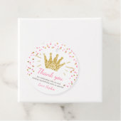 Kleine Prinses Meisje Verjaardag Roze Gouden Kroon Bedankjes Labels (In situ)
