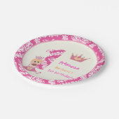 Kleine prinses meisjes 1 jaar heet roze vodderlich papieren bordje (Gekanteld)