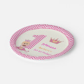 Kleine prinses meisjes 1 verjaardag chevron grens papieren bordje (Gekanteld)