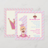 Kleine prinses meisjes 1e verjaardag roze blauw kaart (Voorkant / Achterkant)