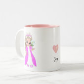 Kleine prinses met bloem en hart tweekleurige koffiemok (Voorkant links)