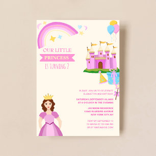 Kleine prinses met de verjaardag van Castle Cute k Kaart